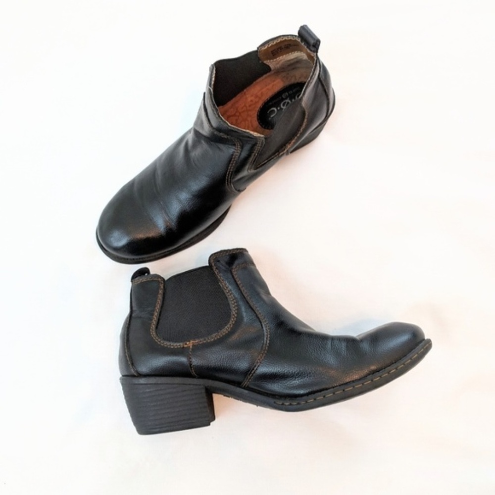 B.O.C. Black Leather Heeled Ankle Boots